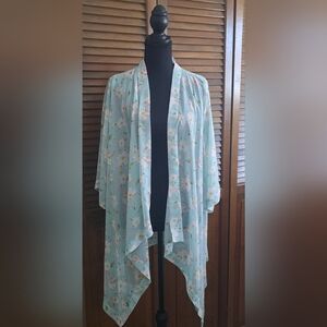 Floral Women's Cardigan - Light Blue